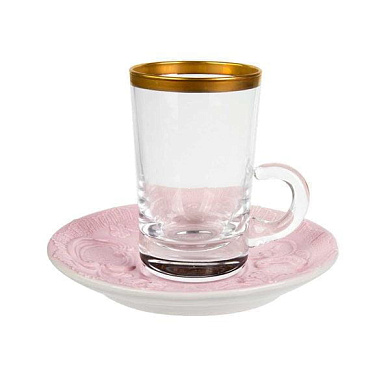 Taormina pink green tea cup & saucer чашка, Villari
