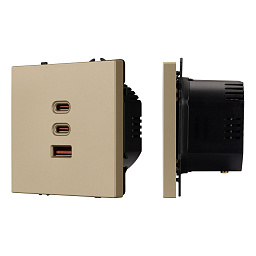 061836 Arlight Механизм розетки с быстрой USB зарядкой SCT-NOBE-MUACC-SFPL-FC-GD (65 Вт, QC3)