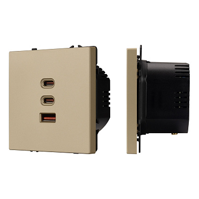 061836 Arlight Механизм розетки с быстрой USB зарядкой SCT-NOBE-MUACC-SFPL-FC-GD (65 Вт, QC3)