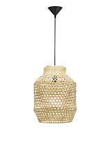 Natural Rattan Black Fabric Wire & Base LED E27 1x12 Watt 100-240 Volt IP20 Bulb Excluded D: 35 H:215 cm