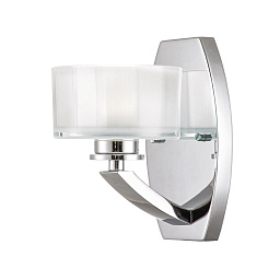 HK-MERIDIAN1-BATH-PC Hinkley Meridian настенный светильник с полукруглым матовым стеклянным плафоном на изогнутом кронштейне