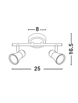 Satin Nickel Chrome Aluminium LED GU10 2x10 Watt 100-240 Volt IP20 Bulb Excluded L: 25 H: 16.5 cm