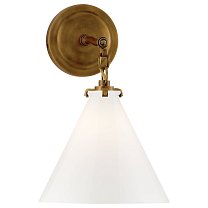 Katie Small Conical Sconce полированная старая латунь с белым стеклом