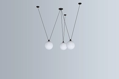 Подвесной светильник Les Acrobates de Gras N°325 Glass Ball 250 DCW éditions, чёрный, шары белое стекло 325 P BL-GB250