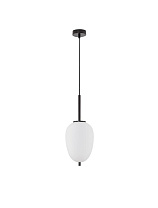 Opal Glass Black Metal Black Fabric Wire LED E27 1x5 Watt 100-240Volt IP20 Bulb Excluded D: 15.5 H: 120 cm