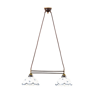 люстра с двумя плафонами из состаренной латуни