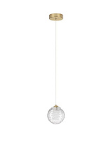 Clear Structured Glass Brass Gold Metal LED 5Watt 220-240Volt 261Lm IP20 3000K D:14.6 H:200 cm