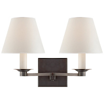 Evans Double Arm Sconce бронза с перкальным абажуром