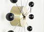 20125006 Ball Vitra Настенные часы с шарообразными метками черные латунный центр — фото 1