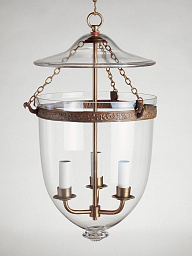 CL0306.BR Vaughan Glass подвесной фонарь из прозрачного стекла и латунных элементов с декоративной крышкой