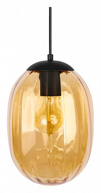 подвесной светильник с овальным плафоном янтарного оттенка