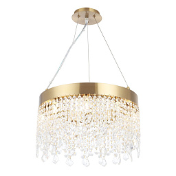 AQUA SP9 Crystal Lux AQUA люстра с двойным ярусом подвесок и золотым ободом