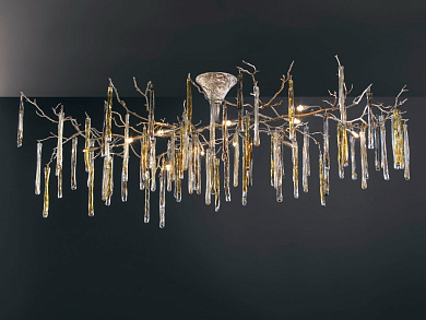 потолочный светильник из бронзы с крупными стеклянными элементами ручной работы