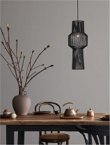 Black Aluminium Black Fabric Wire & Base LED E27 1x12 Watt 100-240 Volt IP20 Bulb Excluded D: 21 H: 195 cm