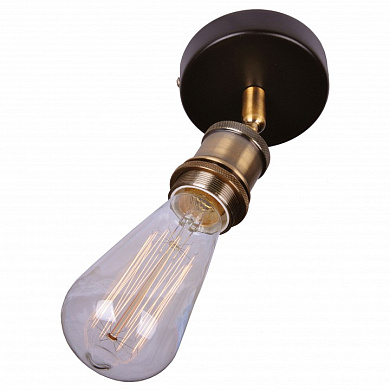 потолочный светильник в стиле лофт с открытой лампой Эдисона и бронзовым креплением