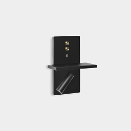 настенный светильник с черной полкой и USB-портом