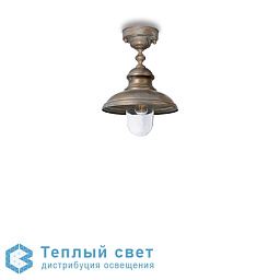 уличный потолочный светильник с металлическим колпаком и видимой лампой