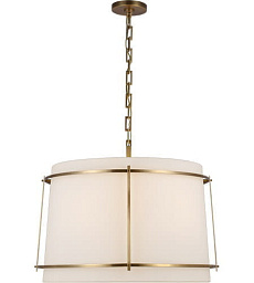 S5687HAB-L/FA Visual Comfort Callaway подвесной светильник с абажуром из ткани в металлической раме цвета античной латуни