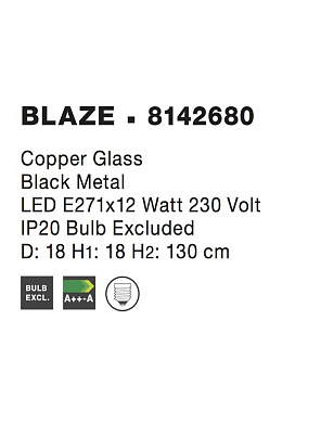 Подвесной светильник BLAZE Nova Luce