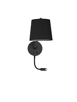 Black Aluminium White Fabric Shade LED 3 Watt 220-240Volt 190Lm 3500K LED E27 1x12 Watt 100-240Volt IP20 Bulb Excluded Switch On/Off L: 20 W: 29 H: 59 cm