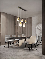 Opal & Cognac Glass Gold & Black Metal LED 58 Watt 220-240 Volt 3480Lm 3000K IP20 L:86 W:15 H:120cm
