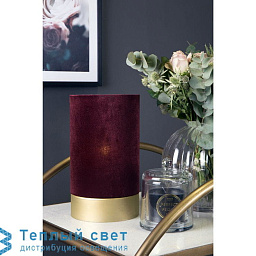 717305 Globen Lighting Velvet настольная лампа с цилиндрическим бархатным абажуром бордового цвета