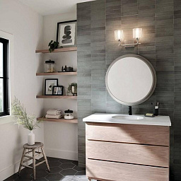 Harvan 15" 2 Light Vanity Light with Clear Ribbed Glass Satin Nickel  настенный светильник 55106SN Kichler