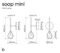 Настенный светильник Bomma Soap Mini, вариант B с монтажной коробкой, стекло: серебристый, отделка: брашированное золото
