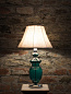 Emerald Cut Glass And Bell Shade Table Lamp настольная лампа FOS Lighting Green-CutGlass-B-Curve-16-TL1