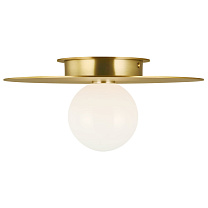 Nodes Medium Flush Mount патинированная латунь с белым стеклом