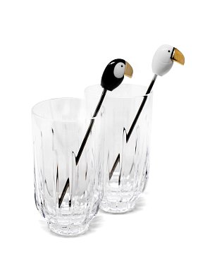 Набор хрустальных стаканов с мешалками Toucan Lladro, золотой люстр 01009465