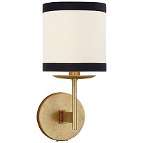 Walker Small Sconce золото с кремовым льняным абажуром и черной льняной окантовкой