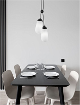 Opal Glass Matt Black Metal LED E14 2x5 Watt 100-240 Volt IP20 Bulb Excluded L: 25 W: 13 H: 150 cm