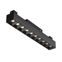 TR076-2-20W4K-B Maytoni Points магнитный трековый прожектор черного цвета с удлиненным корпусом и несколькими источниками света для системы Gravity 35мм