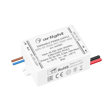 047587 Arlight Блок питания ARPJ-SP-39260-PFC-TRIAC-MINI (10W, 20-39V, 260mA)