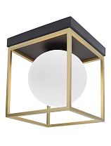 Opal Glass Brass & Black Metal LED E14 1x5 Watt 100-240Volt IP20 Bulb Excluded L: 18.5 W:18.5 H: 20 cm
