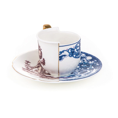 фарфоровая кофейная пара с контрастным орнаментом