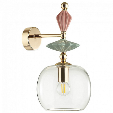 настенное бра с шарообразным плафоном и декоративными вставками