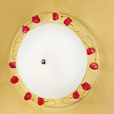 Kolarz Fiorella 406.13.3.VR05 потолочный светильник золото 24 карата красный ø50cm длина 56cm ширина 56cm макс. высота 20cm 3 лампы e27