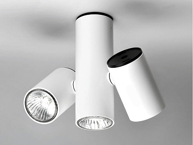 потолочный регулируемый светильник с двумя цилиндрическими корпусами