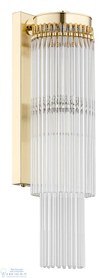 настенное бра с вертикальными стеклянными подвесами на золотистом основании