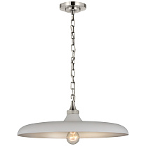 Piatto Medium Pendant полированный никель с гипсовым белым абажуром