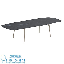 НИЗКИЙ ОБЕДЕННЫЙ СТОЛ STYLETTO 300X120CM, АЛЮМИНИЕВЫЕ НОЖКИ, ПЕСОЧНАЯ КЕРАМИЧЕСКАЯ СТОЛ, NERO MARQUINA Royal Botania