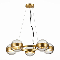 SL1156.303.05 ST-Luce Bala подвесная люстра с пятью стеклянными шарами на латунной арматуре