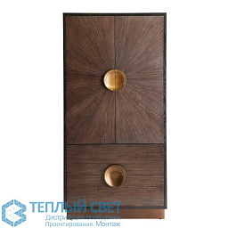 5125 Arteriors John шкаф с двумя дверцами из тёмного дерева и крупными круглыми ручками