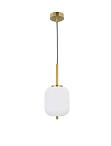 Opal Glass Brass Gold Metal Black Fabric Wire LED E27 1x5 Watt 100-240Volt IP20 Bulb Excluded D: 16.5 H: 120 cm