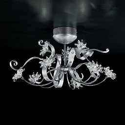 374/6+3PF CHROME + BRIGHT SILVER IDL Girasole потолочная люстра с шестью плафонами цвета серебра
