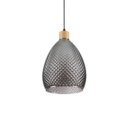 238746 Ideal lux Bergen подвесной светильник с плафоном из дымчатого стекла и фактурной поверхностью