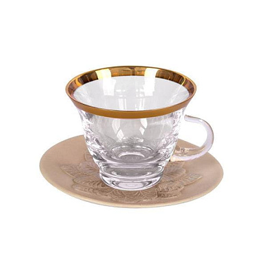 Peacock caramel & gold cappuccino cup & saucer чашка, Villari
