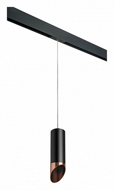 подвесной трековый светильник с узким цилиндрическим корпусом для однофазного трека